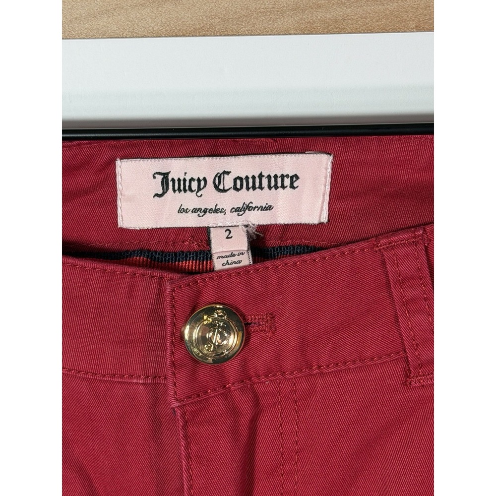 Juicy Couture Womens Size 2 Oxblood Stretch Twill Pants Red NWT Gold Trim